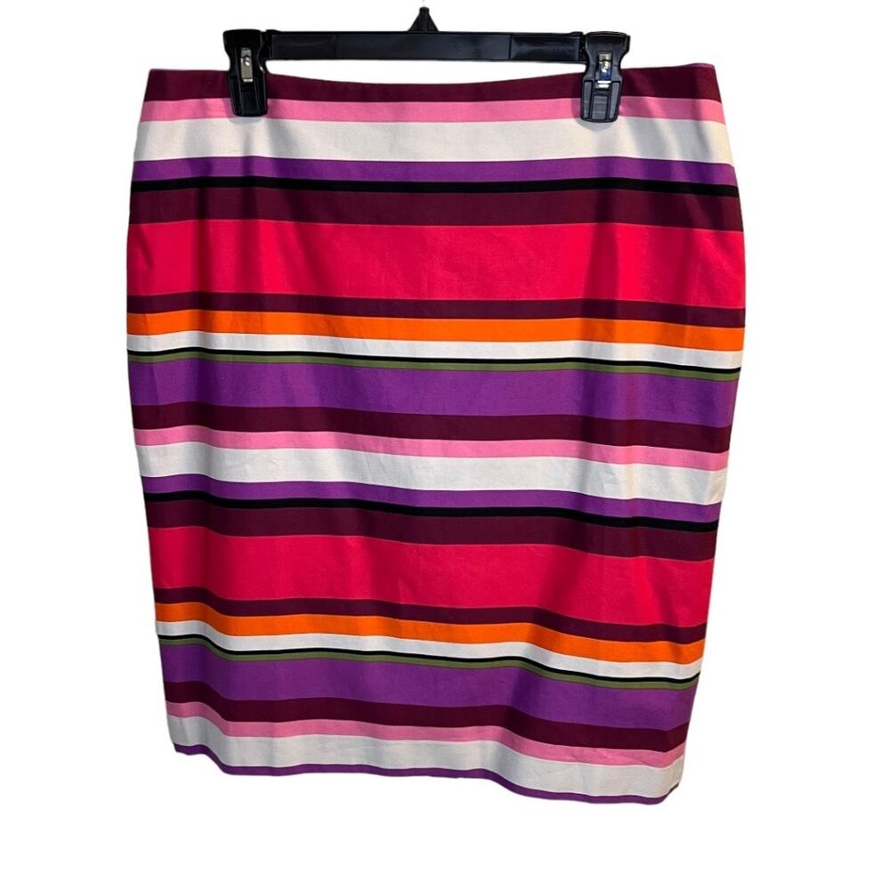 Liz Claiborne Women's Pencil Skirt Beach Rose Purple Pink White Stripe Sz 12 NWT